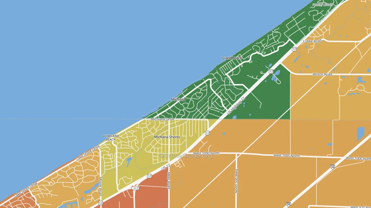 Michiana, MI Map of Theft Rates