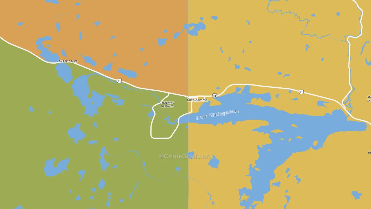 Michigamme, MI Map of Theft Rates