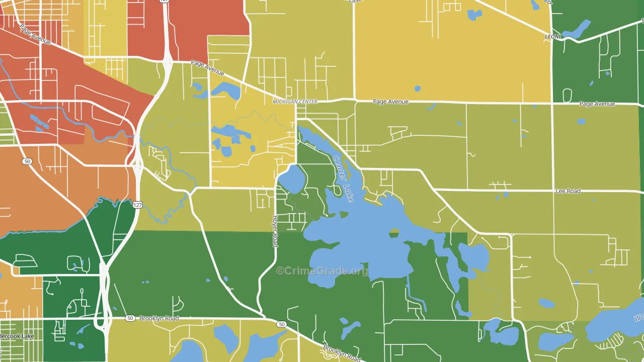 Michigan Center, MI Map of Theft Rates