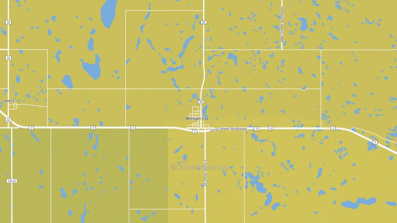 Michigan City, ND Map of Theft Rates