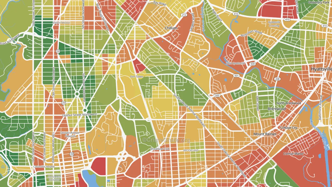 Michigan Park, Washington, DC Map of Theft Rates