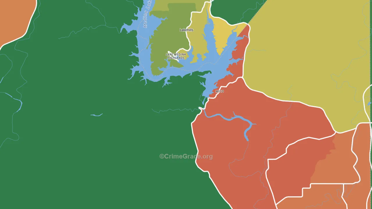 Mico, TX Map of Theft Rates