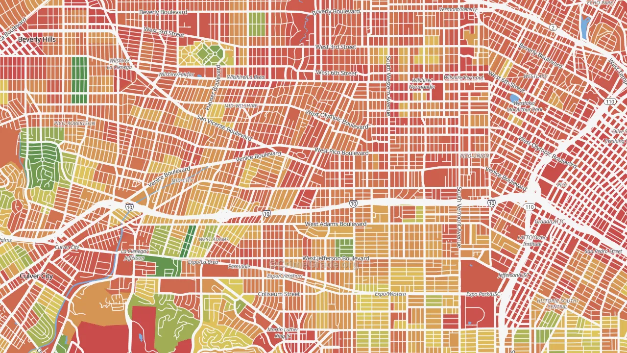 Mid City, Los Angeles, CA Map of Theft Rates