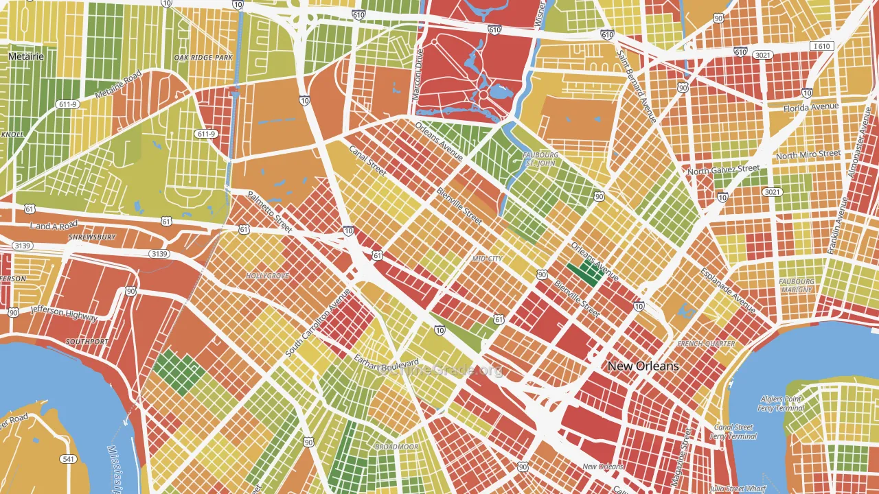 Mid-City, New Orleans, LA Map of Theft Rates