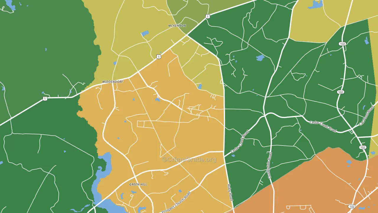 Middendorf, SC Map of Theft Rates