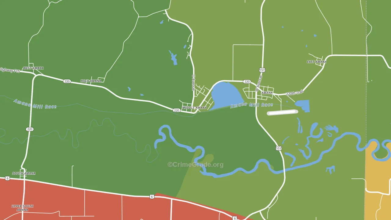 Middle Amana, IA Map of Theft Rates