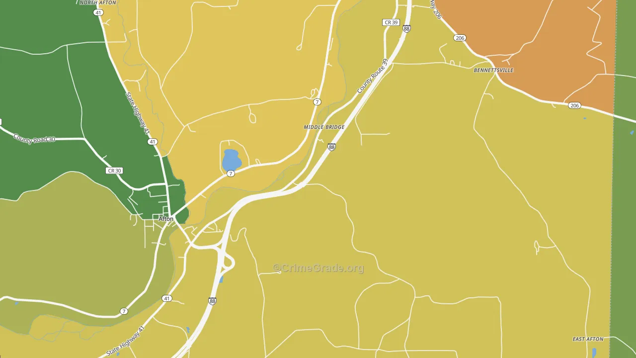 Middle Bridge, NY Map of Theft Rates