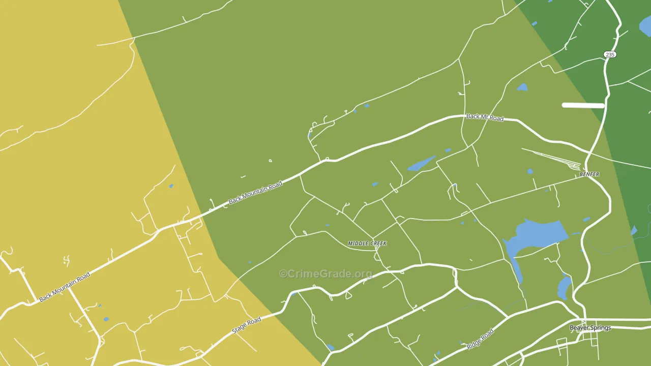 Middle Creek, PA Map of Theft Rates