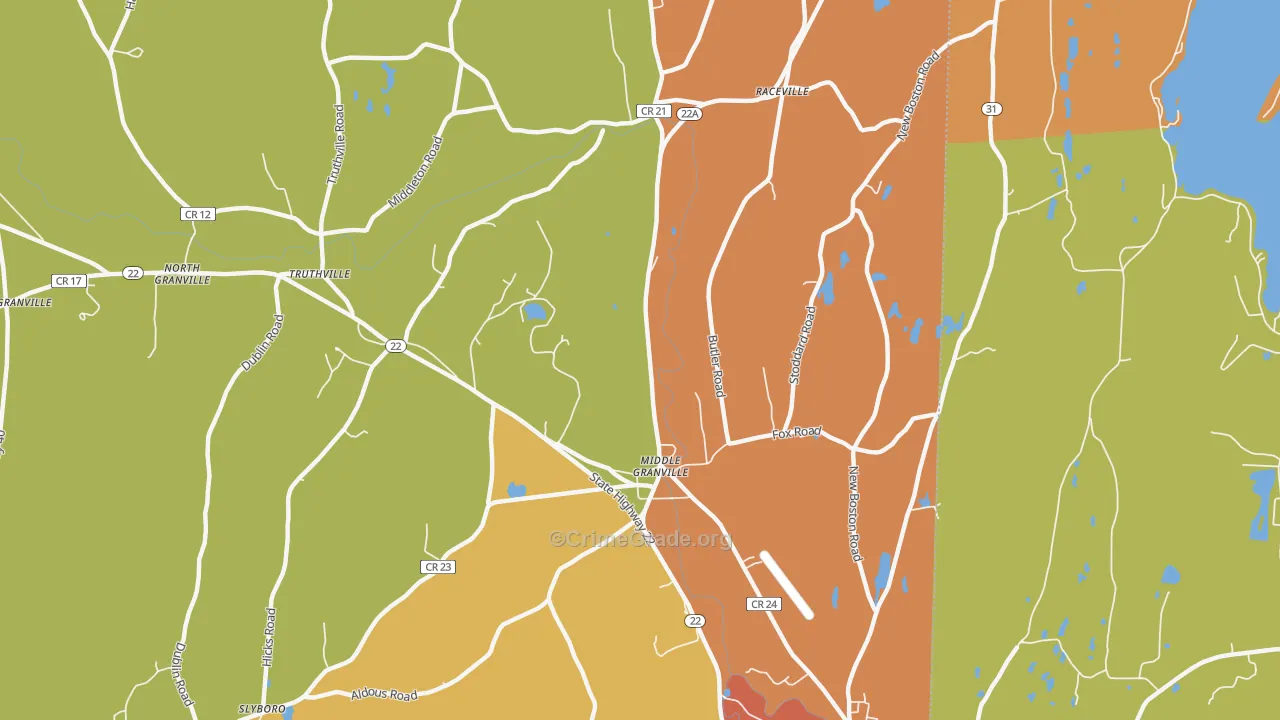 Middle Granville, NY Map of Theft Rates