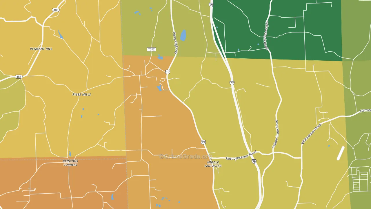 Middle Lancaster, PA Map of Theft Rates