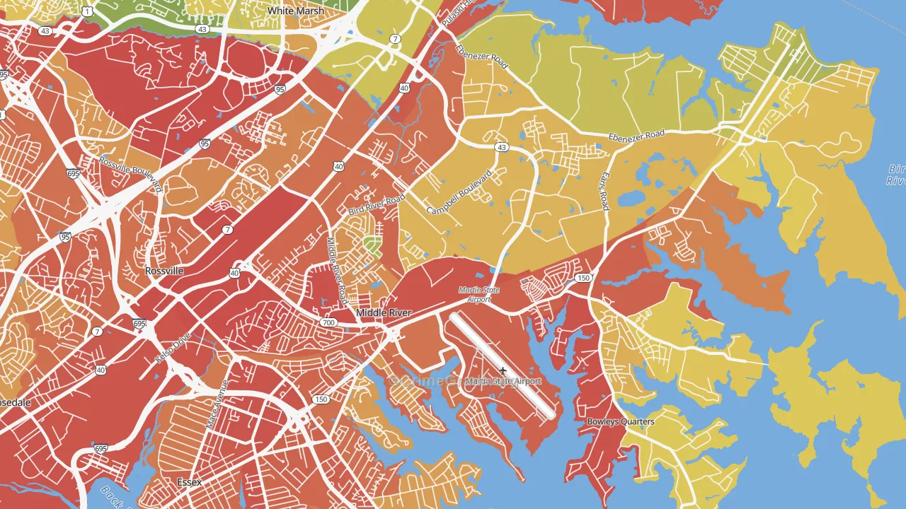 Middle River, MD Map of Theft Rates