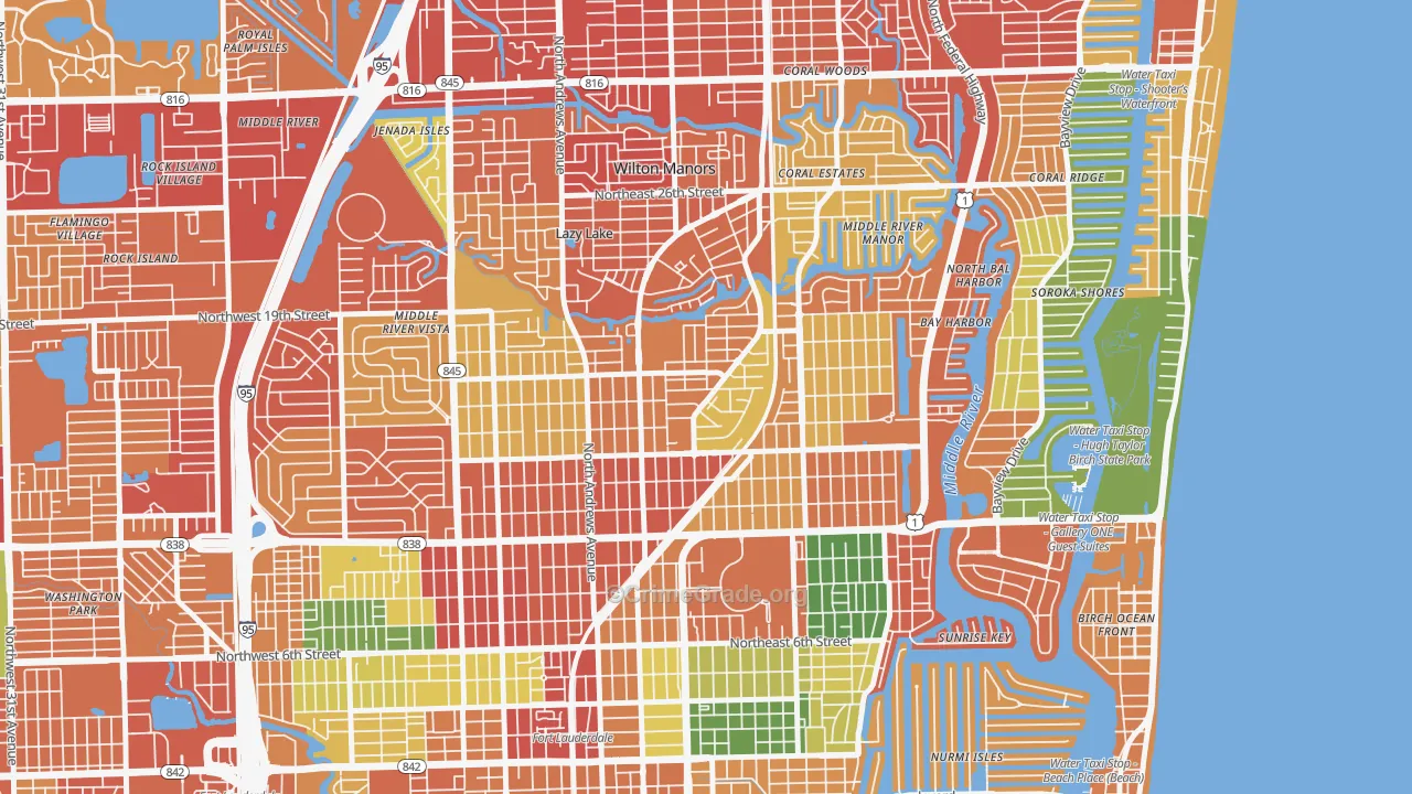 Middle River Terrace, Fort Lauderdale, FL Map of Theft Rates