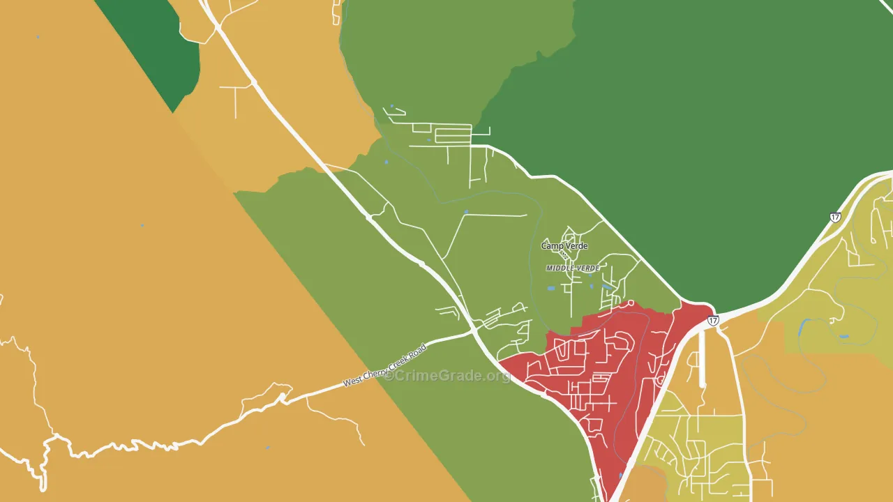 Middle Verde, AZ Map of Theft Rates