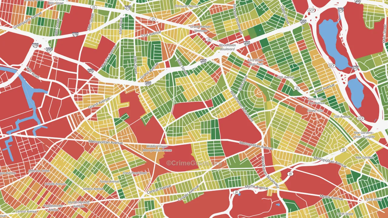 Middle Village, Queens, NY Map of Theft Rates