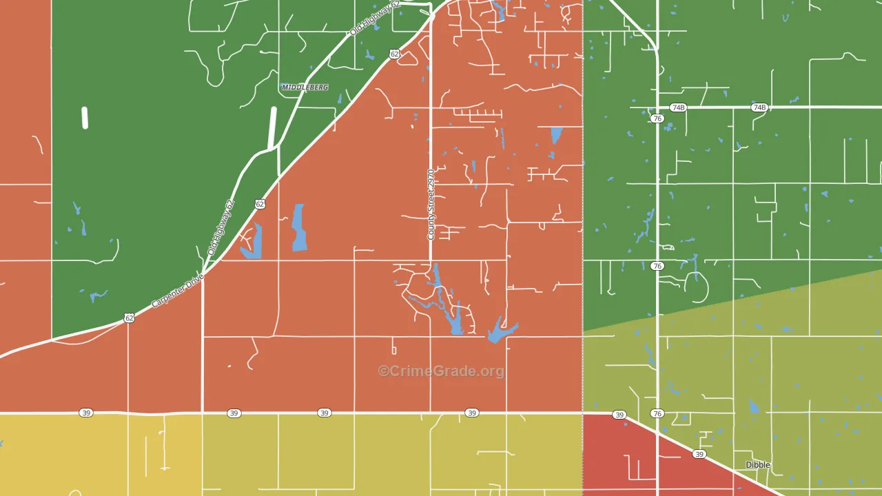 Middleberg, OK Map of Theft Rates
