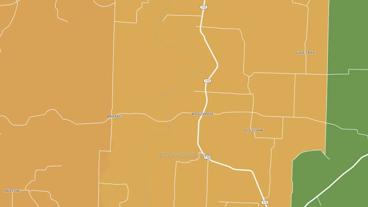 Middlebrook, AR Map of Theft Rates