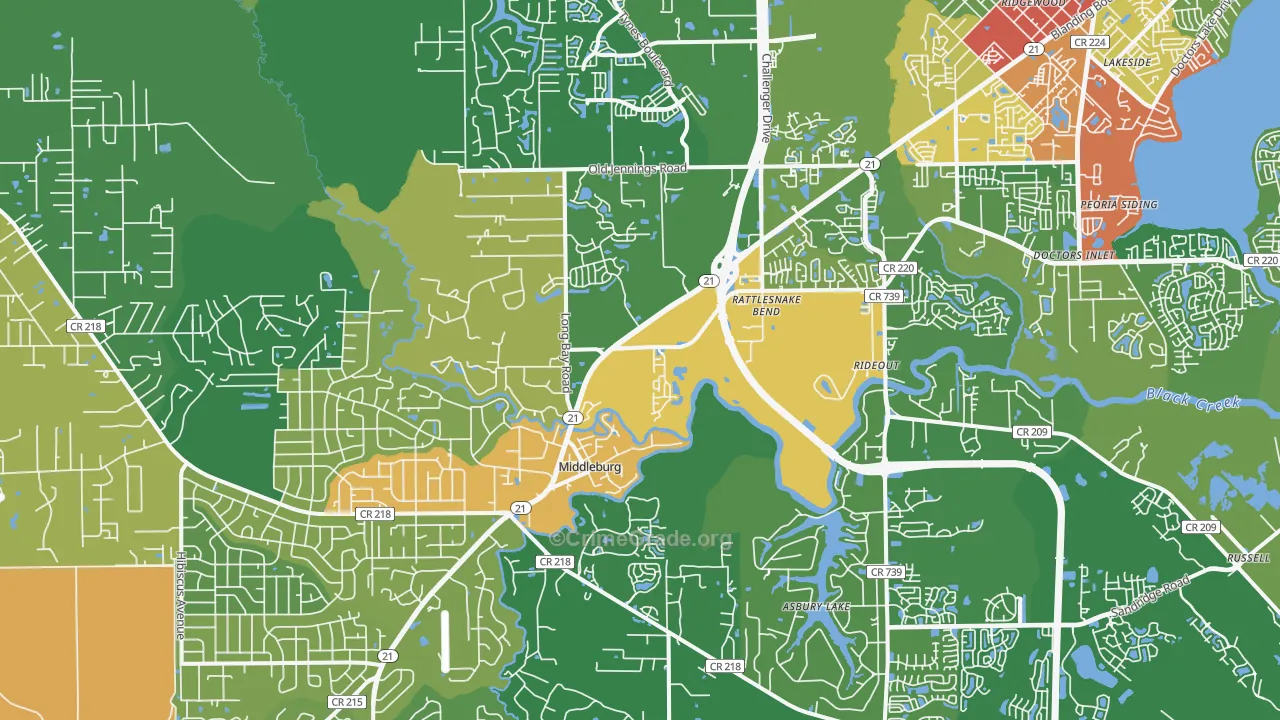 Middleburg, FL Map of Theft Rates
