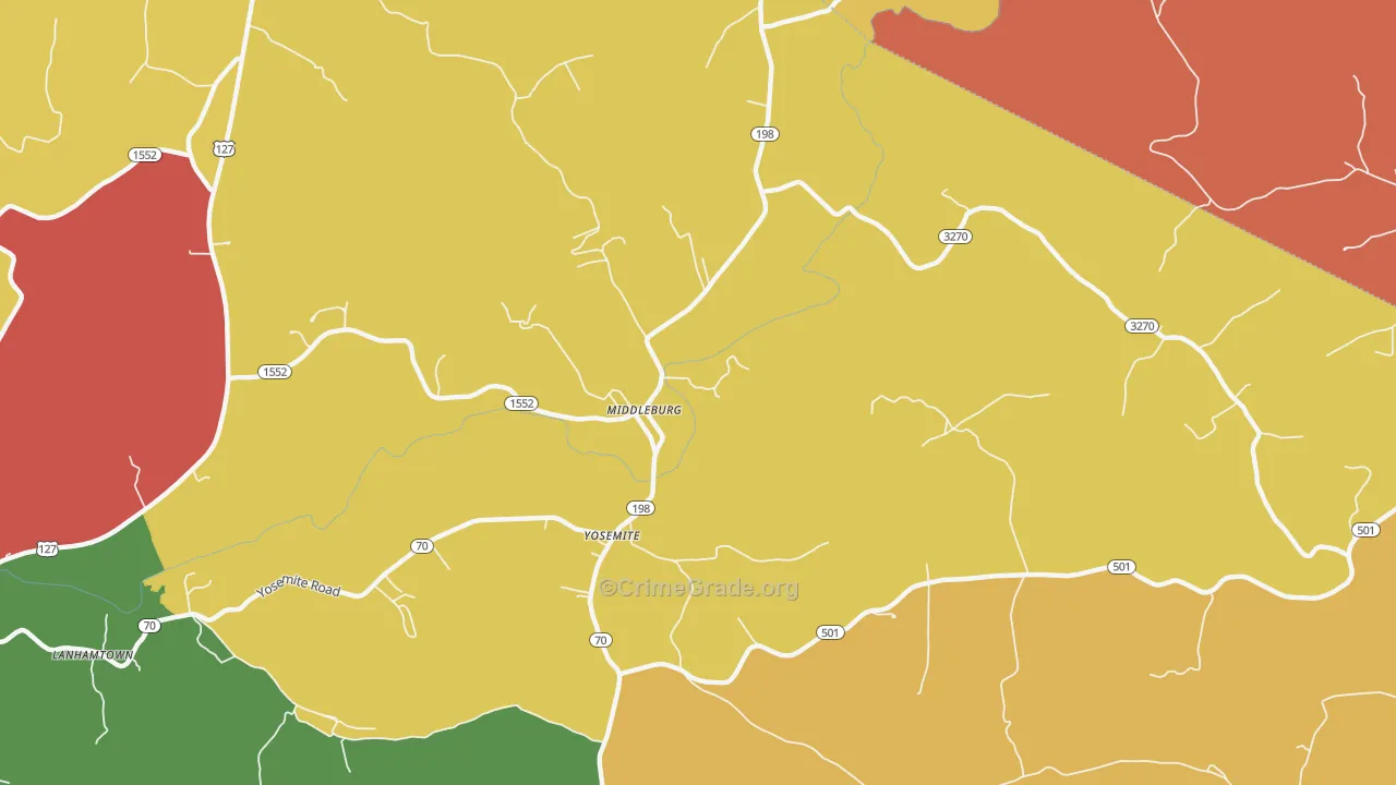 Middleburg, KY Map of Theft Rates