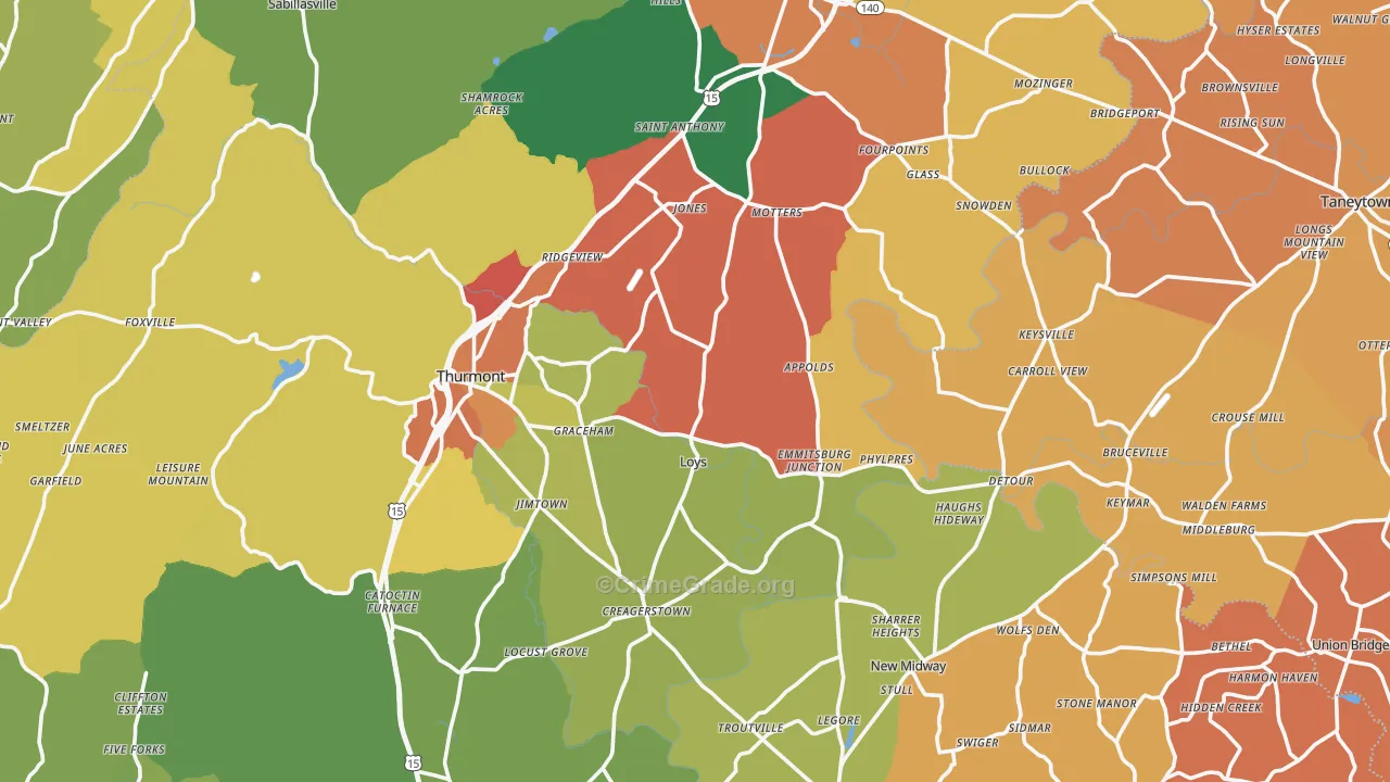 Middleburg, MD Map of Theft Rates
