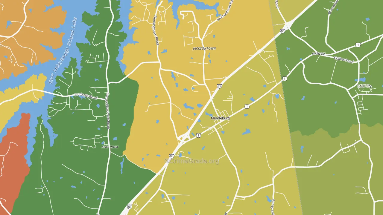 Middleburg, NC Map of Theft Rates