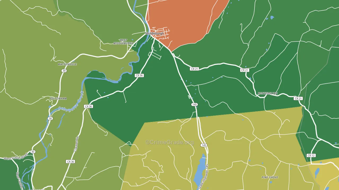 Middleburgh, NY Map of Theft Rates