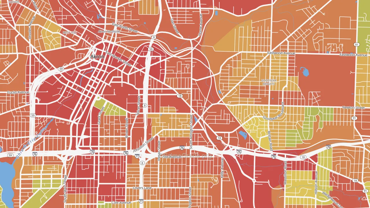 Middlebury, Akron, OH Map of Theft Rates