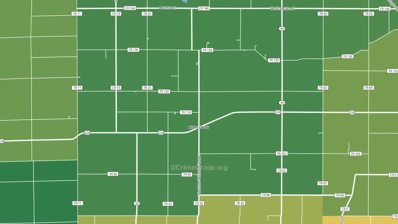 Middlebury, OH Map of Theft Rates