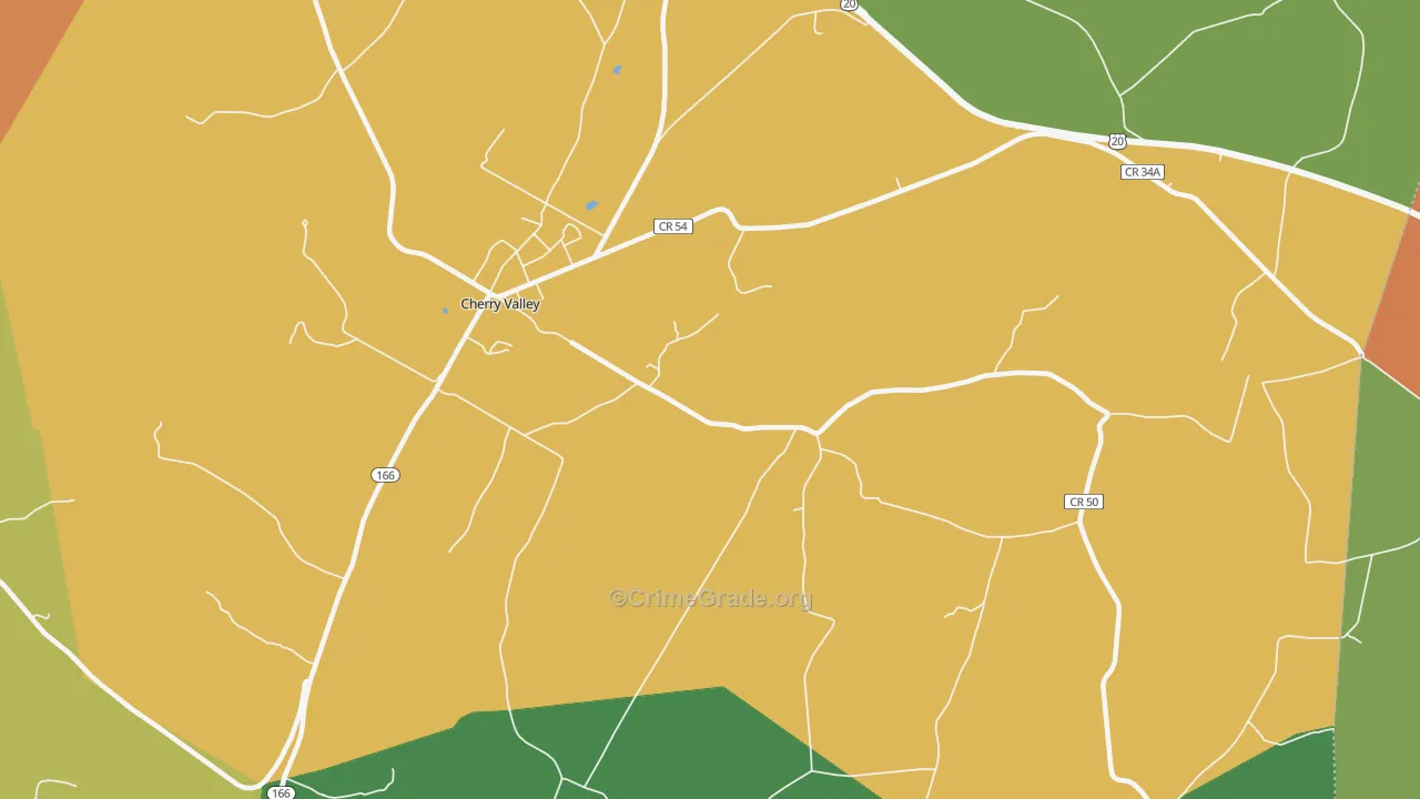 Middlefield Center, NY Map of Theft Rates