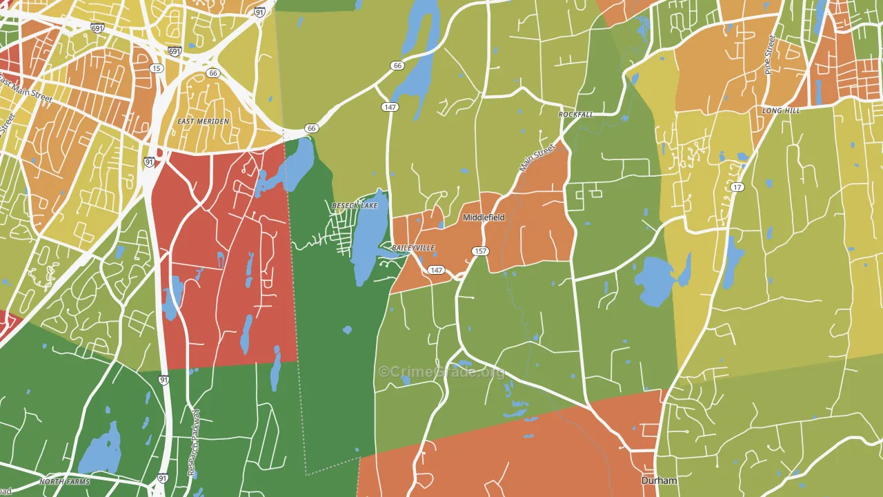 Middlefield, CT Map of Theft Rates