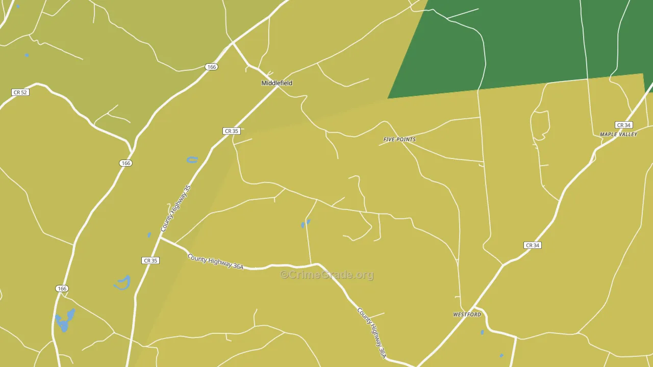 Middlefield, NY Map of Theft Rates