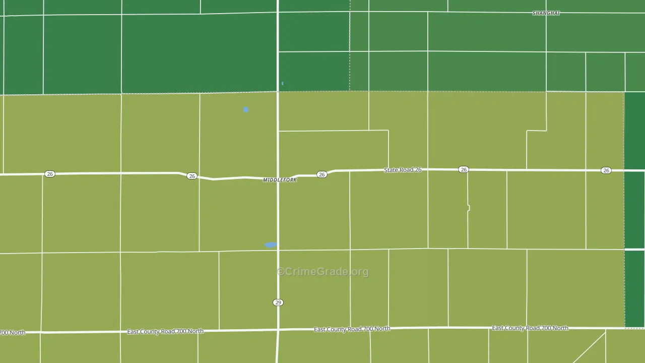 Middlefork, IN Map of Theft Rates