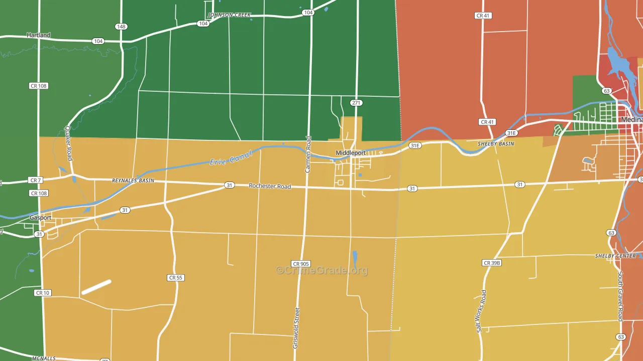 Middleport, NY Map of Theft Rates