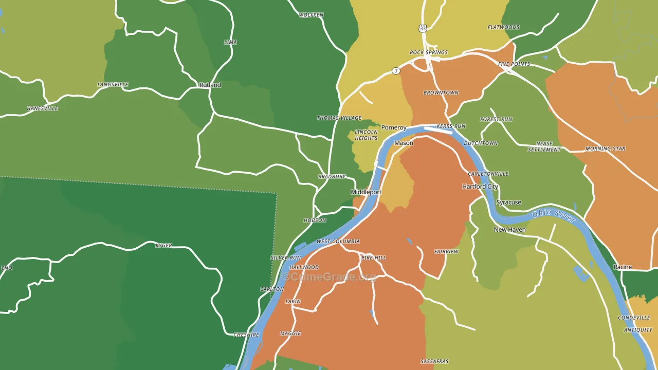 Middleport, OH Map of Theft Rates