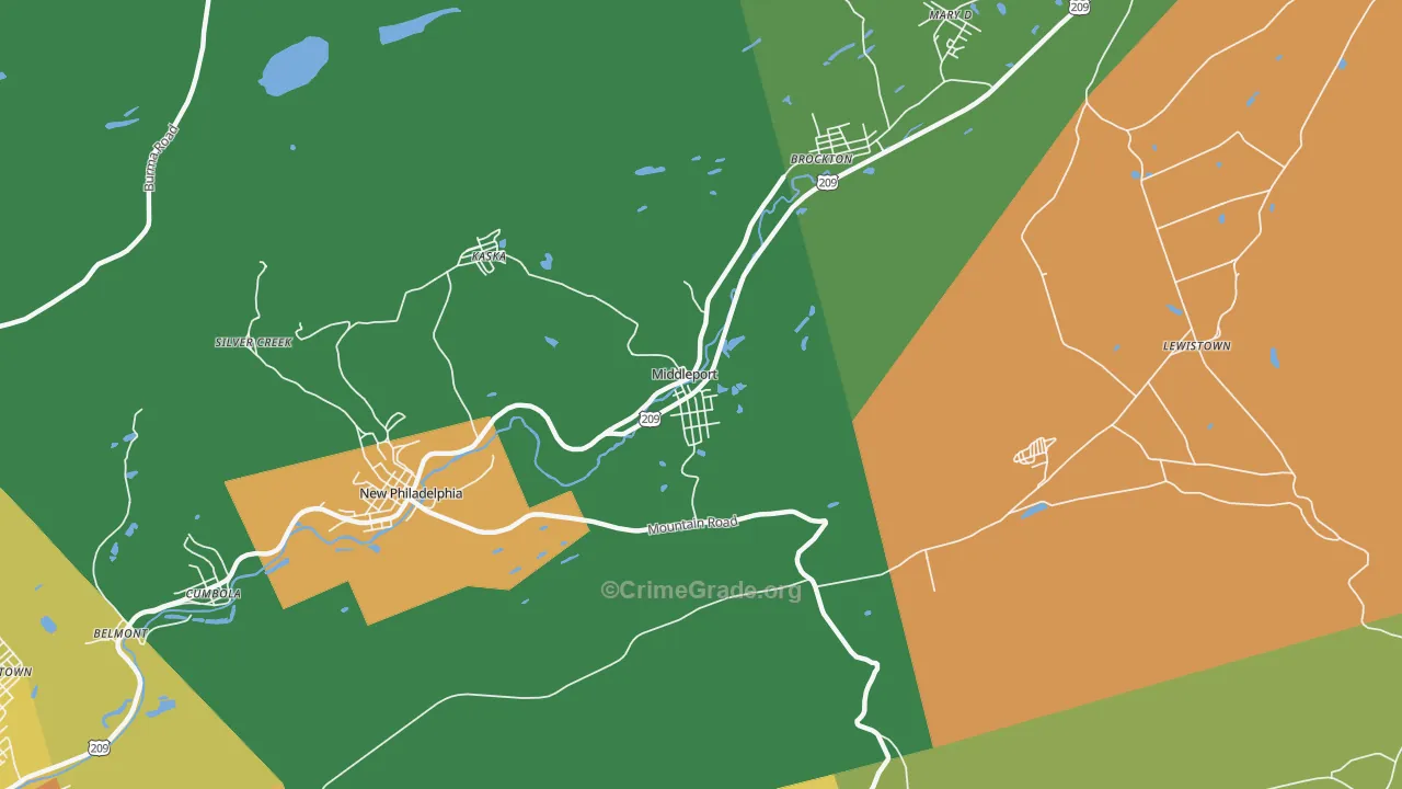 Middleport, PA Map of Theft Rates