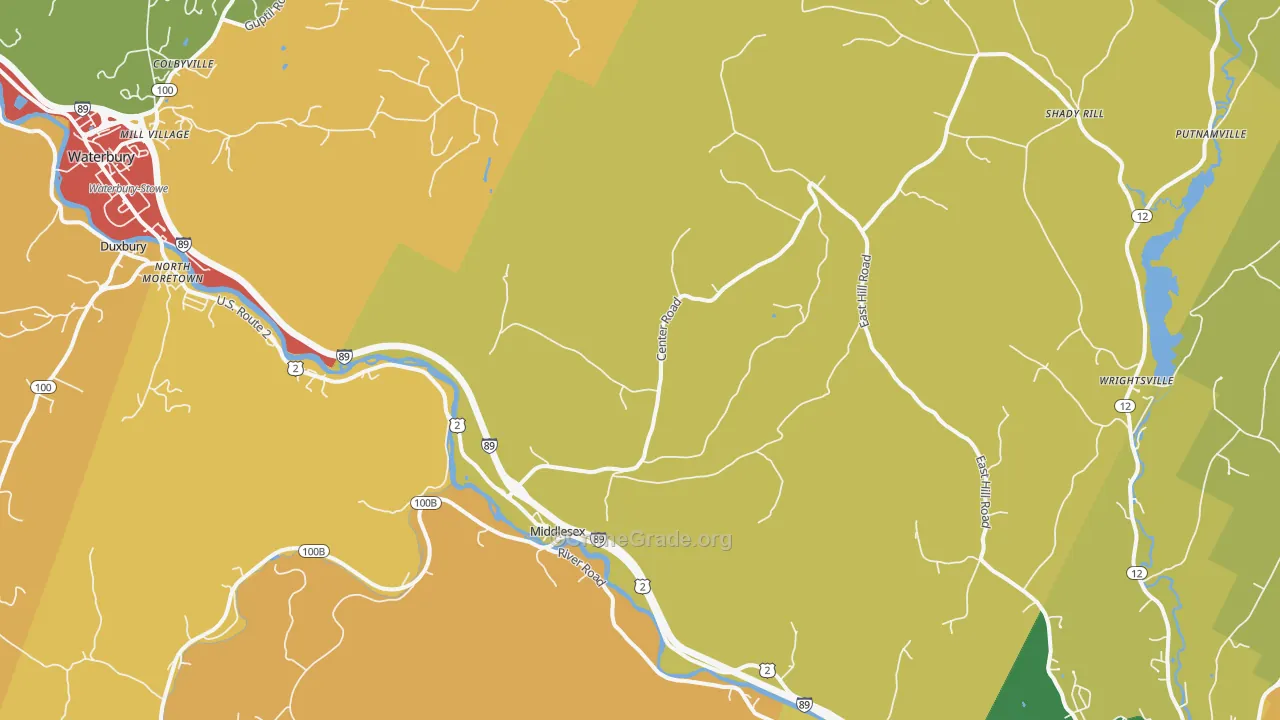 Middlesex, VT Map of Theft Rates