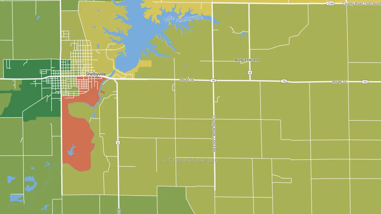Middlesworth, IL Map of Theft Rates