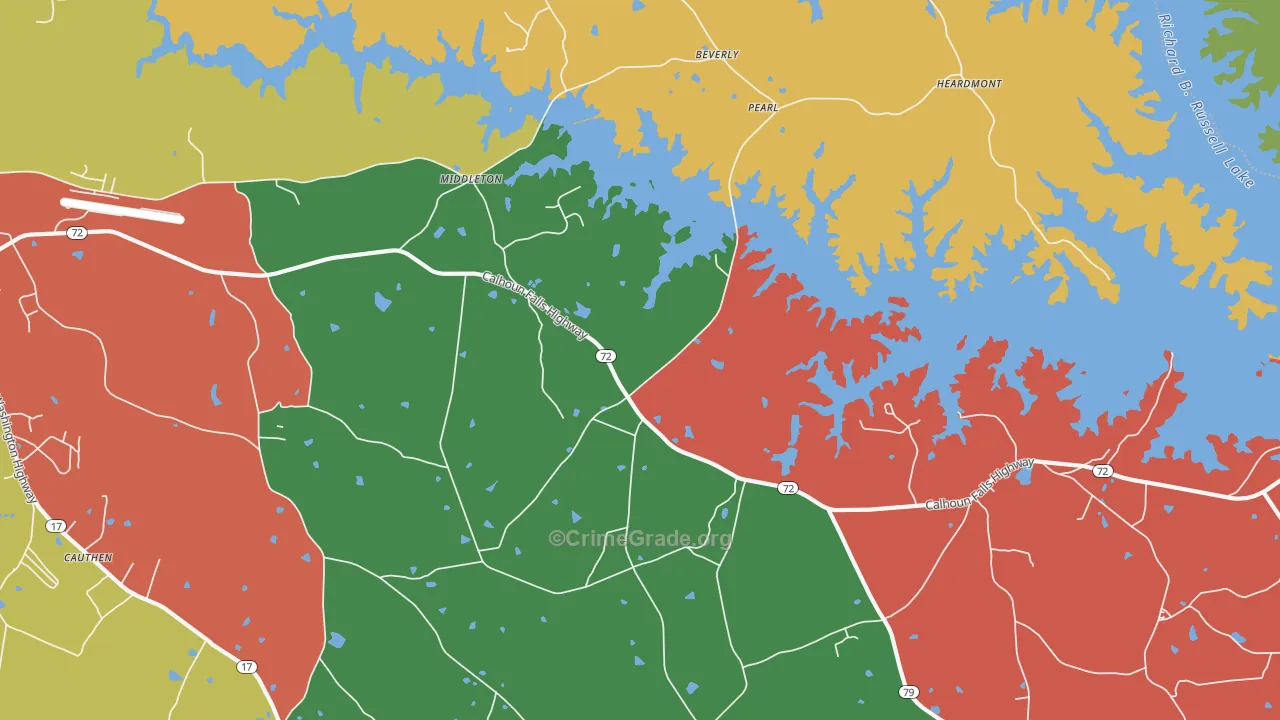 Middleton, GA Map of Theft Rates