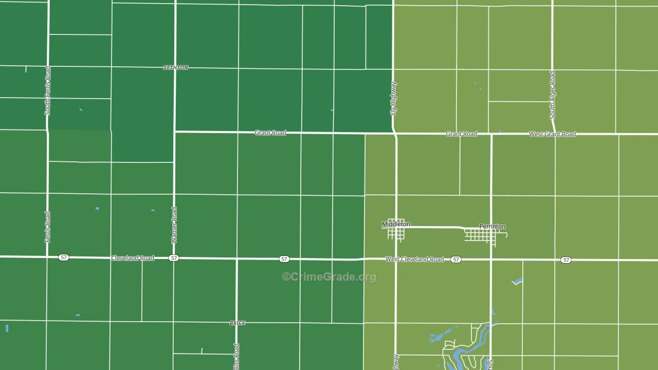 Middleton, MI Map of Theft Rates