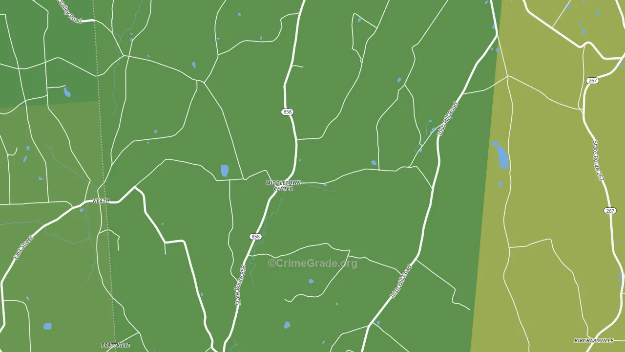 Middletown Center, PA Map of Theft Rates