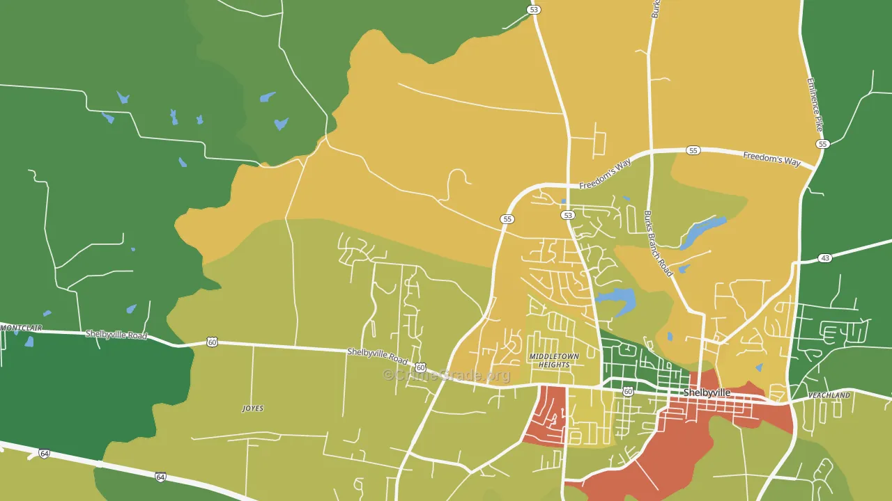 Middletown Heights, KY Map of Theft Rates