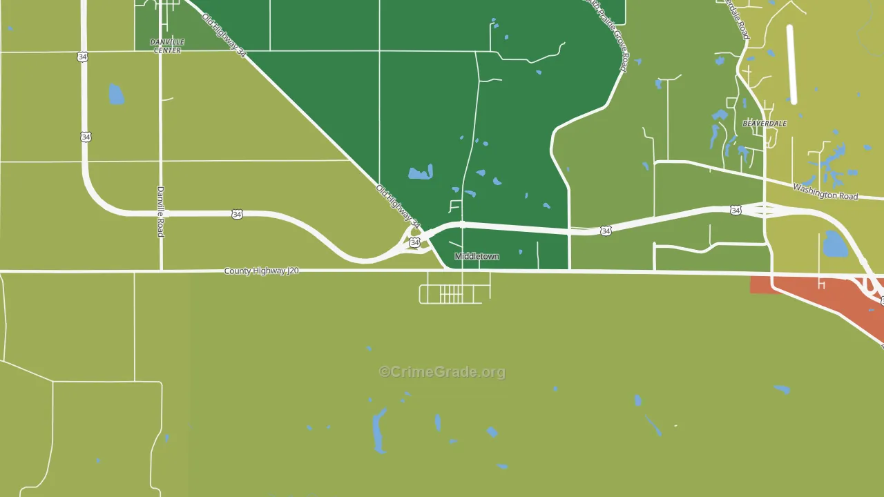 Middletown, IA Map of Theft Rates