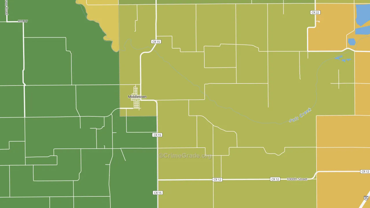 Middletown, IL Map of Theft Rates
