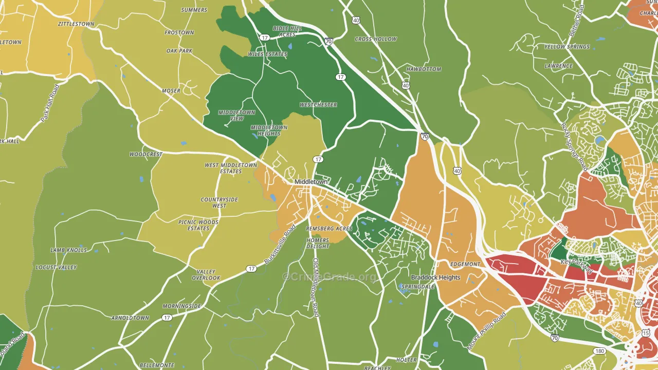 Middletown, MD Map of Theft Rates