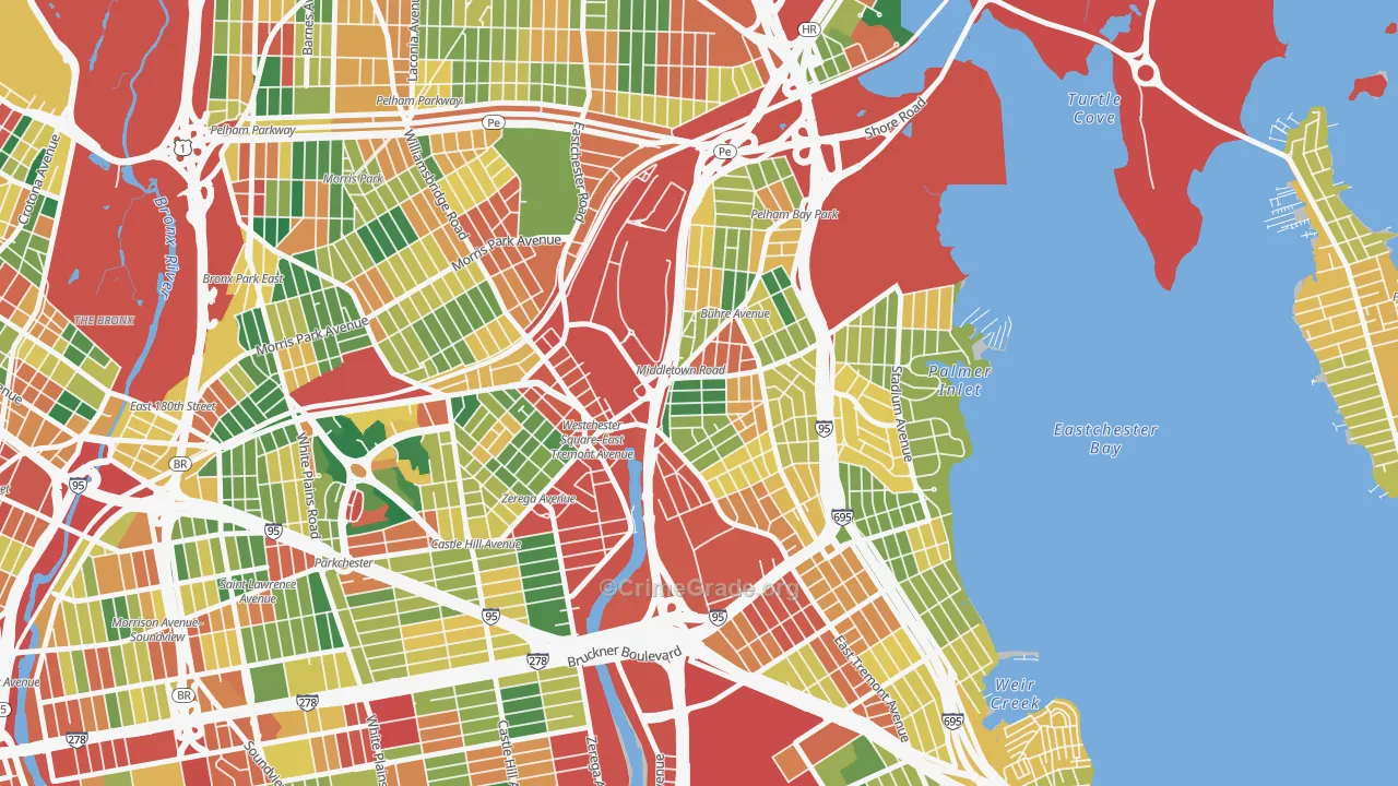 Middletown-Pelham Bay, Bronx, NY Map of Theft Rates