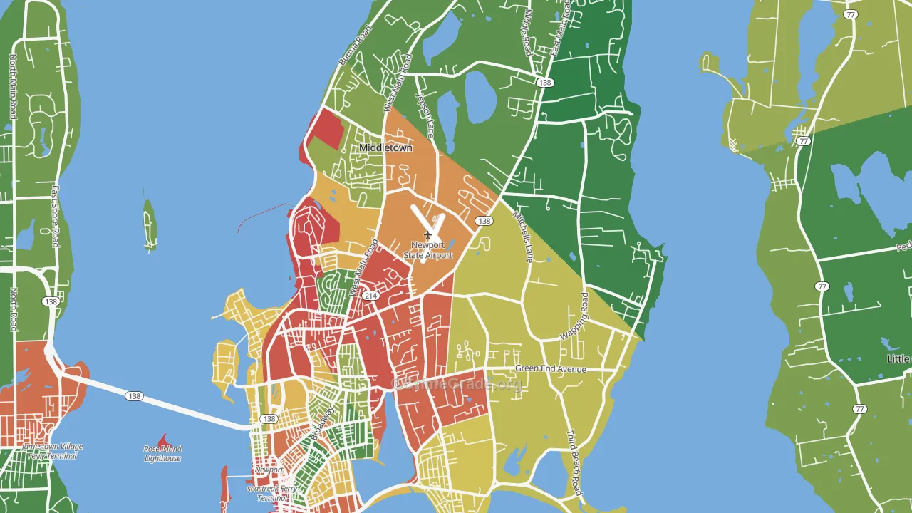 Middletown, RI Map of Theft Rates