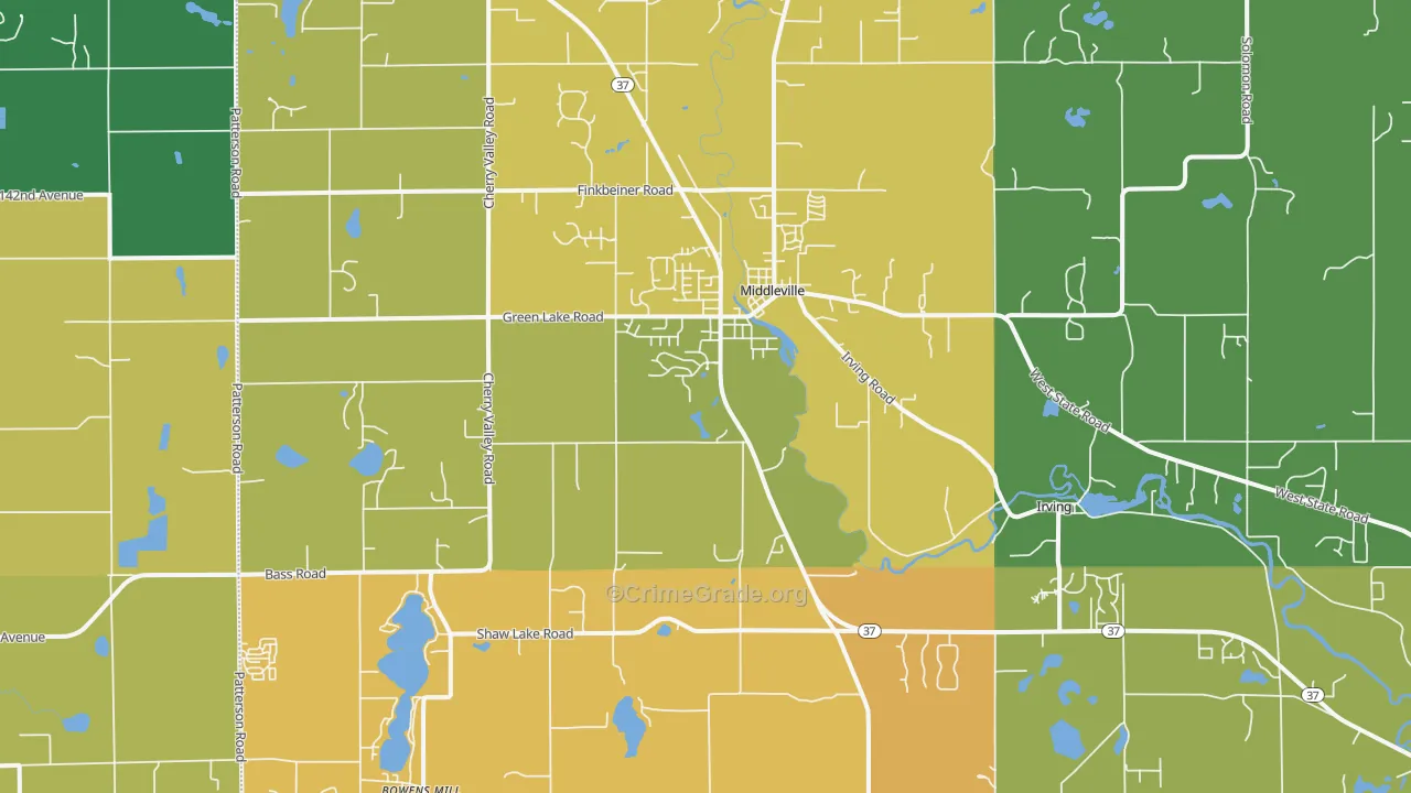 Middleville, MI Map of Theft Rates