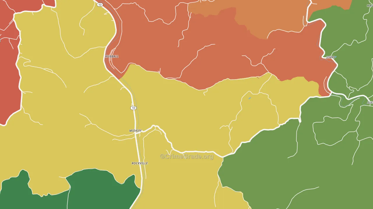 Midkiff, WV Map of Theft Rates
