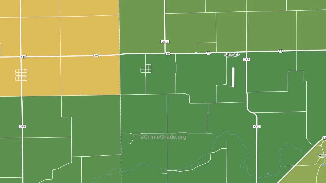 Midland City, IL Map of Theft Rates