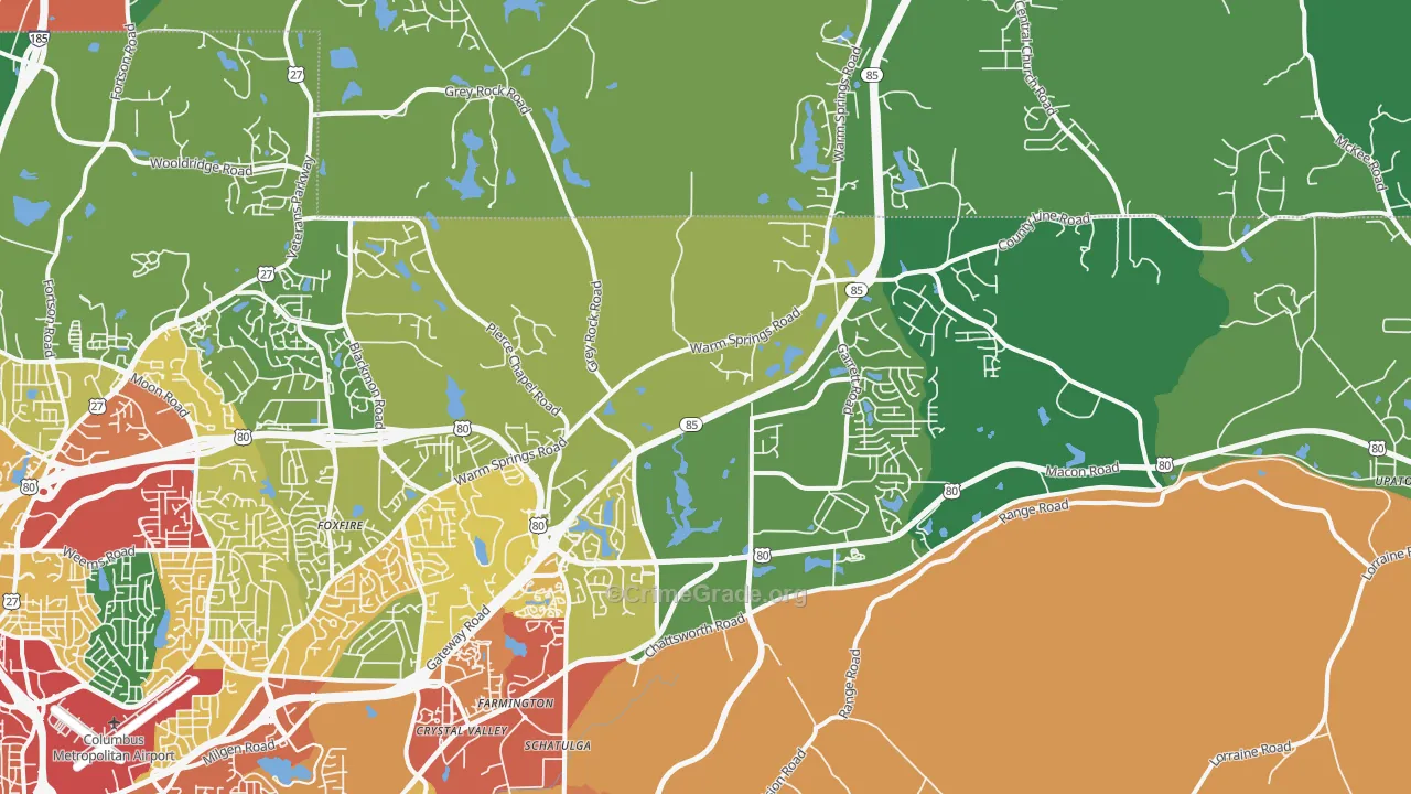 Midland, GA Map of Theft Rates