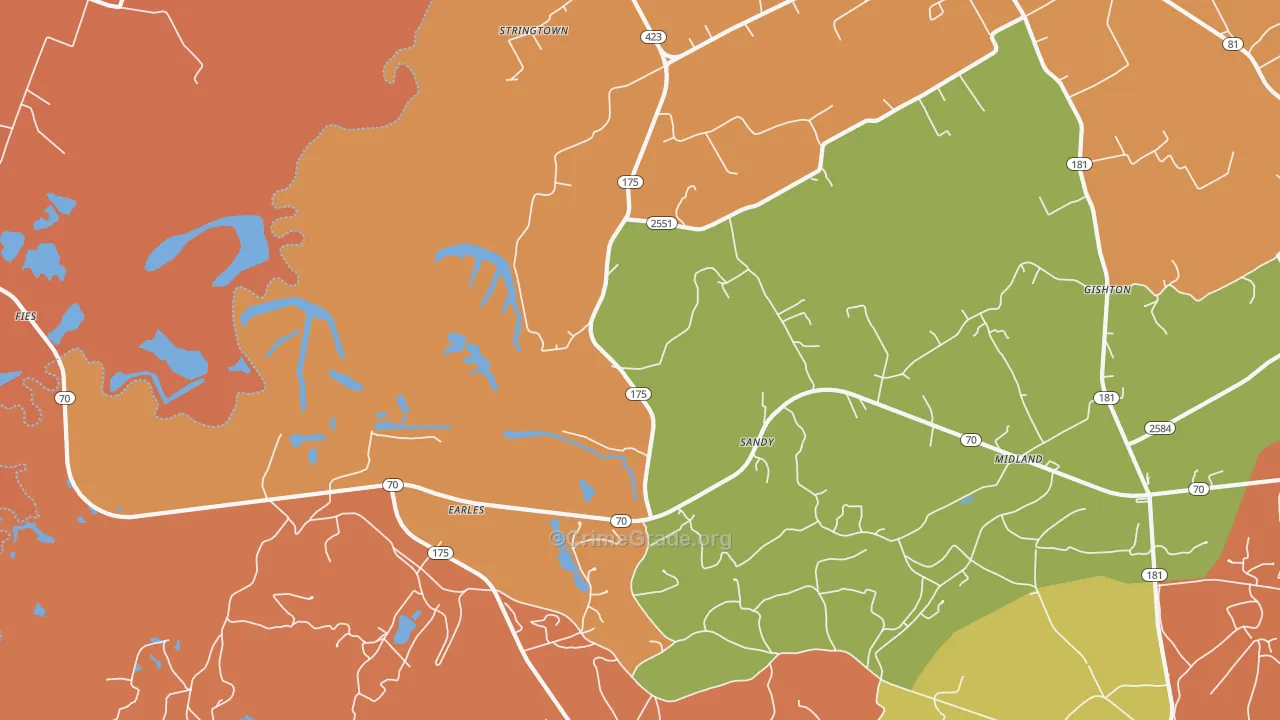 Midland, KY Map of Theft Rates